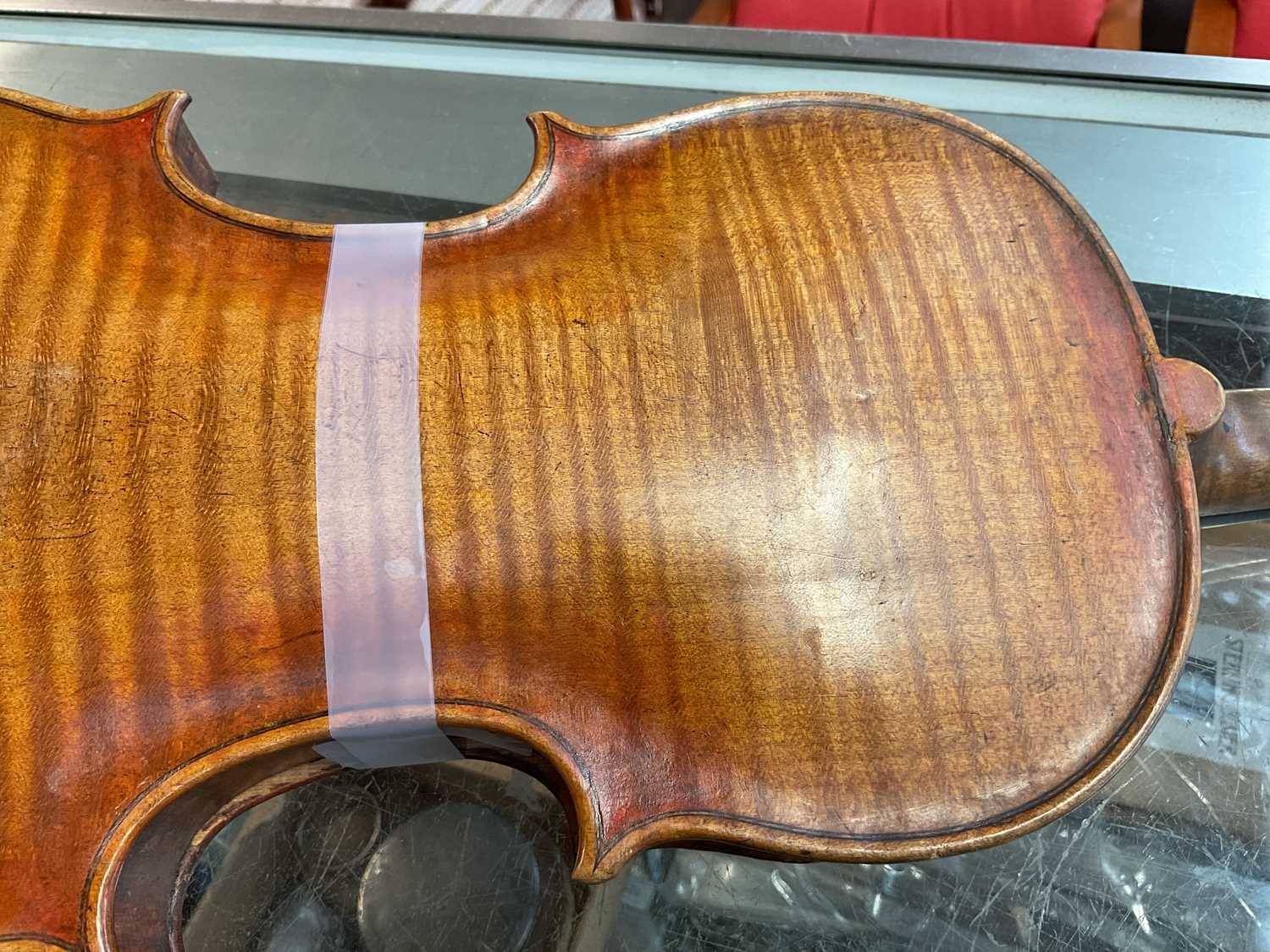 A full size violin for restoration, probably French, with one-piece back, length 35.5cm.Condition - Image 12 of 13