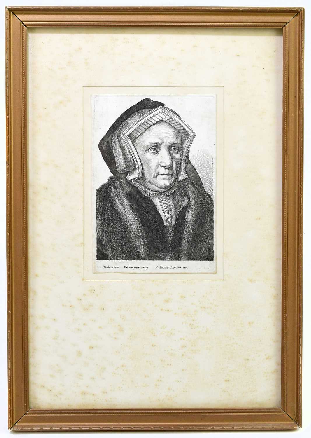 AFTER WENCESLAUS HOLLAR (1607-1677); engraving, 'Lady Alice Bacon' after Hans Holbein the elder,