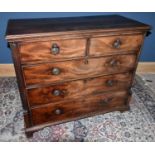 A 19th century mahogany chest of two short over three long drawers, on bracket feet, width 118cm,