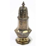 ADIE BROS LTD; a George V hallmarked silver sugar caster of octagonal form, Birmingham 1933 (