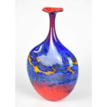 † PETER LAYTON (born 1937); a contemporary Art Glass vase of ovoid form with flared neck, internally