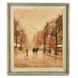 BRODINE; oil on canvas, Parisian street scene, signed lower left, 42 x 50cm, framed.