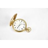 VERTEX; a 9ct gold half hunter pocket watch, the enamelled dial set with Roman numerals and