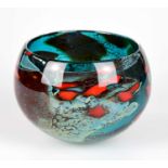 † PETER LAYTON (born 1937); a contemporary Art Glass bowl of circular form, internally decorated