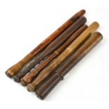 MASONIC INTEREST; a group of five truncheons, length of largest 44cm.