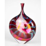 † PETER LAYTON (born 1937); a contemporary Art Glass vase of ovoid form with flared neck, internally