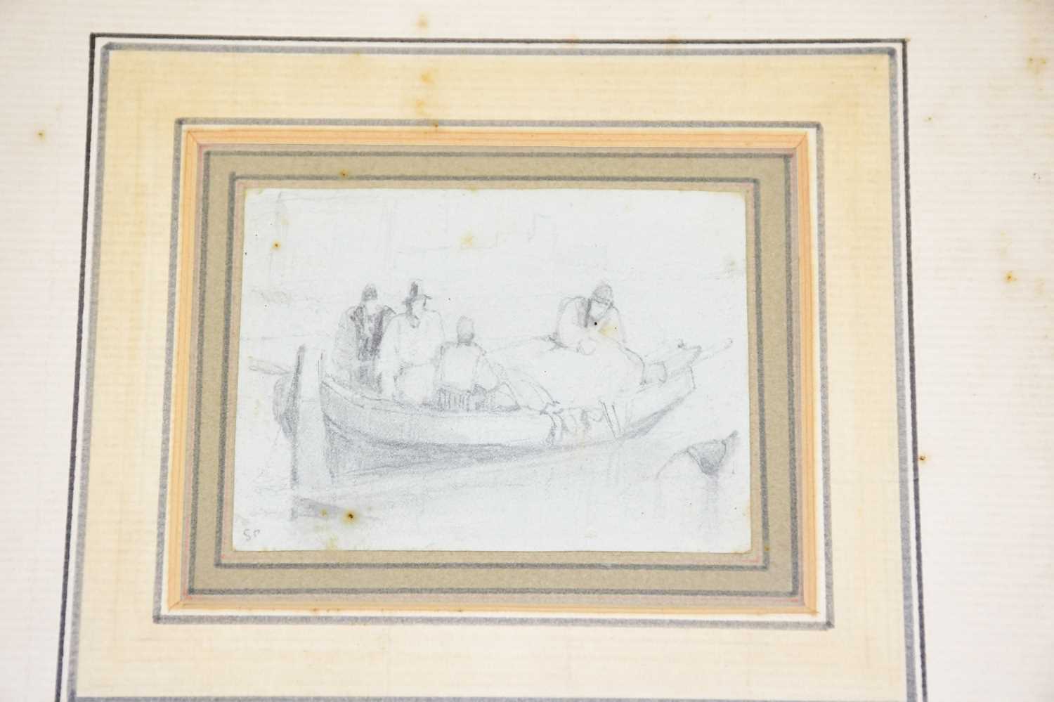 ATTRIBUTED TO JAMES STARK (1794-1859); four pencil drawings framed as one, studies of boats, the - Image 3 of 4