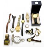 A small collection of mixed fashion watches to include Sekonda, Seiko, Nelka, together with a 9ct