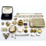 A small quantity of assorted hallmarked silver, white metal and silver plated costume jewellery to