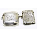 WILLIAM HENRY SPARROW; a George V hallmarked silver vesta case, Birmingham 1912, with a further