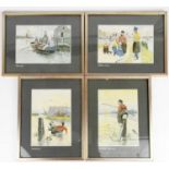 EDMUND G FULLER; a group of four watercolours, comprising 'Dutch Tiles', 'Sun Down', 'Sun Rise,