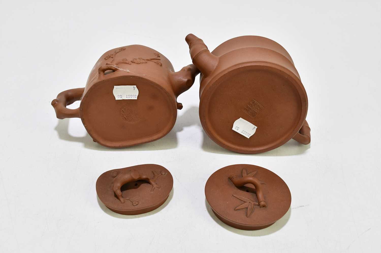 Four Chinese redware Yixing teapots and covers, with naturalistic detailing, the tallest 9.5cm (4) - Image 11 of 11