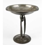 ARCHIBALD KNOX FOR LIBERTY & CO; a Tudric pewter comport with shaped circular top with embossed