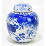 A 19th century Chinese blue and white porcelain ginger jar and cover of bulbous form, with floral