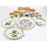 PORTMEIRION; five 'Pomona' pattern storage jars, with an assortment of Botanic Garden ceramics.