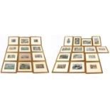 A collection of twenty-six framed Macclesfield silks, including Gawsworth Old Rectory, the