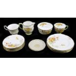 ROYAL DOULTON; a twenty-one piece 'Campion' pattern part tea set, and two Belleek saucers.