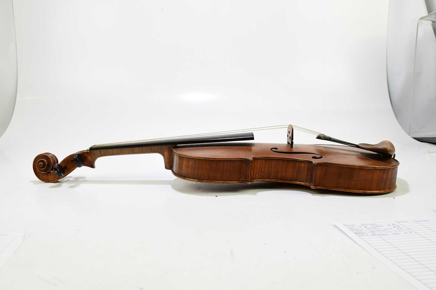 A good full size English violin by George Hudson, Skegness, with interior label 'Made by George - Image 3 of 7