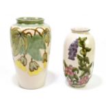 COBRIDGE STONEWARE; two vases with floral decoration, including a shouldered example, height 25cm (