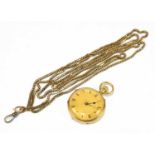 An 18ct gold pocket watch, the engraved dial with Roman numerals, the movement signed 'Mary