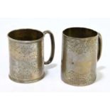 ROBERTS & BELK; an Edward VII hallmarked silver christening mug, Sheffield 1856, with further