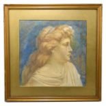 PRE RAPHAELITE SCHOOL, LATE 19TH CENTURY, IN THE MANNER OF FRANK DICKSEE; watercolour, portrait of a