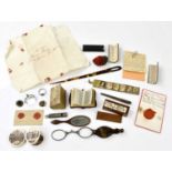 A small quantity of collectors' items to include wax seals, a miniature mirror, a miniature set of