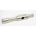 EWEN MCDOUGALL; a white metal piccolo head joint, 12cm.