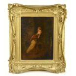 A late 18th century oil on board, depicting young man walking, 31 x 41cm, unsigned, framed.