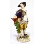 SAMPSON; a late 19th century French porcelain figure of a shepherd after an 18th century Chelsea
