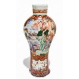 An 18th century Chinese Famille Rose porcelain vase painted in panels with elders in landscape