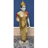 A Thai carved stone Krishna idol figure, height 88cm.