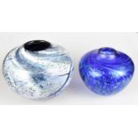 † ALAN TAYLOR; a contemporary Art Glass vase of ovoid form, with iridescent landscape type