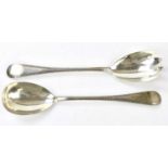 BARKER BROS LTD; a pair of George V hallmarked silver salad servers, Chester 1929, approx weight 4.