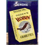 OGDEN'S CIGARETTES; an original pictorial advertising enamel sign 'Smoke Ogden's Robin