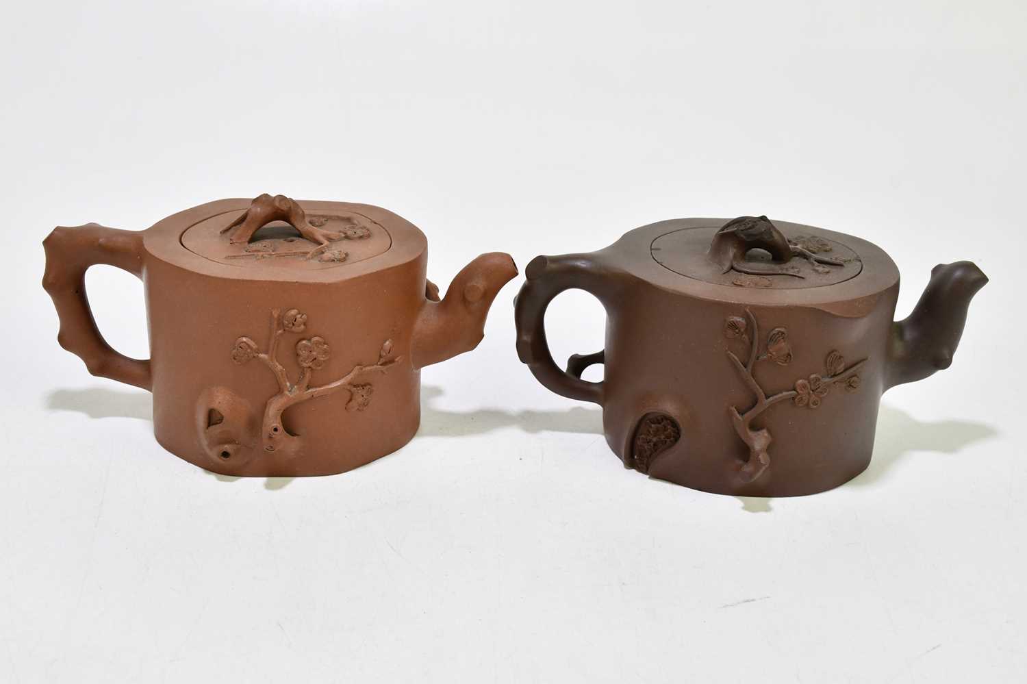 Four Chinese redware Yixing teapots and covers, with naturalistic detailing, the tallest 9.5cm (4) - Image 4 of 11