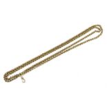A 9ct rose gold belcher link guard chain with single spring clasp, length approx. 116cm, approx.