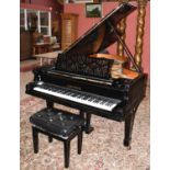 An early 20th century Bechstein ebonised concert grand piano, number 89384, circa. 1908, on square