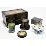 A small collection of Oriental items to include a porcelain teapot and cover, a Chinese cloisonne