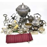 An assortment of 19th century and later silver plated items to include a 19th century samovar and