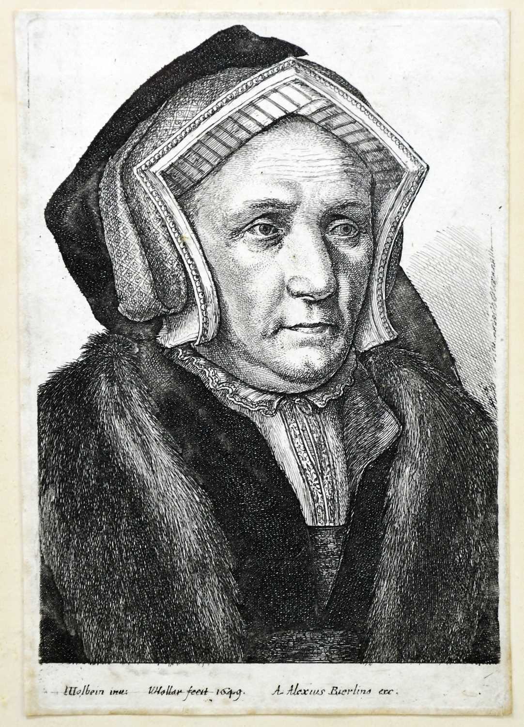 AFTER WENCESLAUS HOLLAR (1607-1677); engraving, 'Lady Alice Bacon' after Hans Holbein the elder, - Image 2 of 3