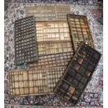 A group of eight printer's trays, largest approx 86 x 38cm.