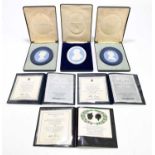 WEDGWOOD; a collection of three jasperware Royal Family portrait ovals comprising Her Majesty