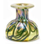 MANNER OF LOUIS COMFORT TIFFANY, a ‘Favrile’ style glass vase of squat form with flared neck,