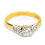 An 18ct gold and diamond solitaire ring, size J, gross weight 2.1g
