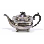 ALEXANDER CLARK & CO; a George V hallmarked silver teapot on paw feet, Birmingham 1947, approx