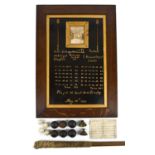 KNURR & SPELL; an English vernacular game, with an oak framed Victorian panel with match details for