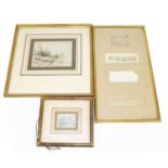 ATTRIBUTED TO JAMES STARK (1794-1859); four pencil drawings framed as one, studies of boats, the