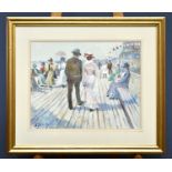 † TOM DURKIN (1928-1990); oil on board, figures on a promenade, signed lower left, 49 x 39cm, framed