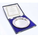 ROBERTS & DORE LTD; an Elizabeth II hallmarked silver plate produced to commemorate HM Queen